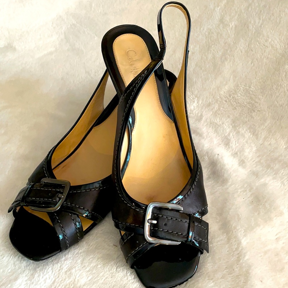 Cole Haan leather sandals heels brown sz 10
